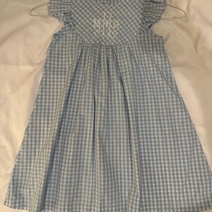 Blue Gingham Dress with Monogram